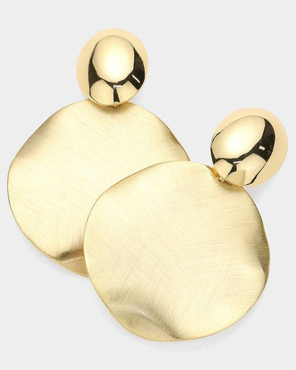 Gold 14K Gold Brushed Dangle Earrings