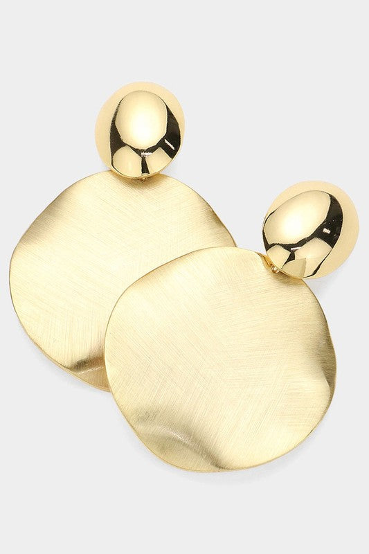 Gold 14K Gold Brushed Dangle Earrings
