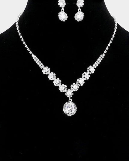 Cubic Zirconia Necklace and Earrings Set