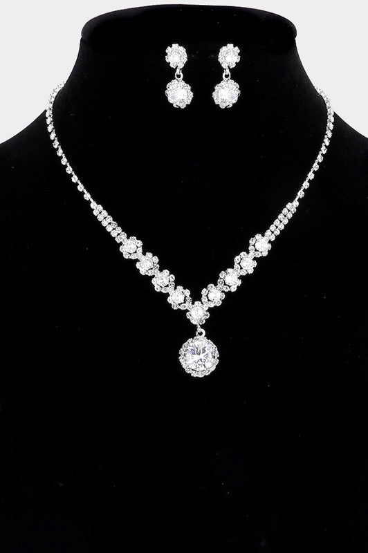 Cubic Zirconia Necklace and Earrings Set