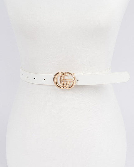 White CG Buckle Belt