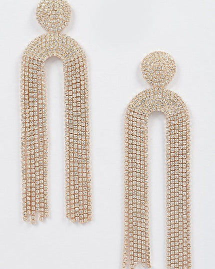 Gold High Stakes Rhinestone Drop Earrings