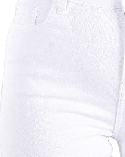 White High Rise Roll Cuff Shorts