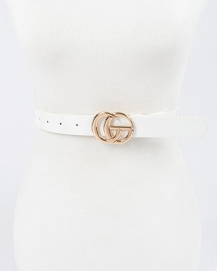 Glossy White CG Buckle Belt