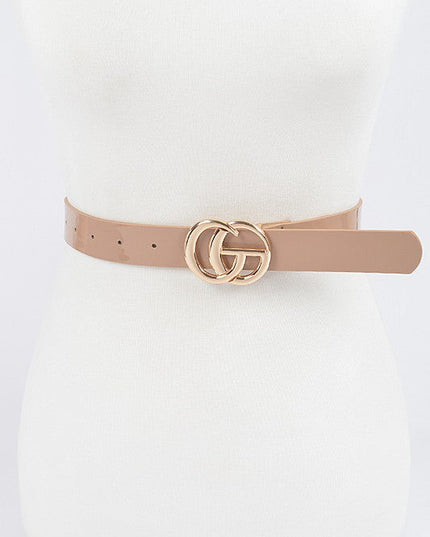 Glossy Beige CG Buckle Belt