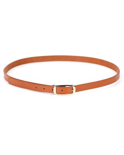 Brown Gold Buckle Thin Belt