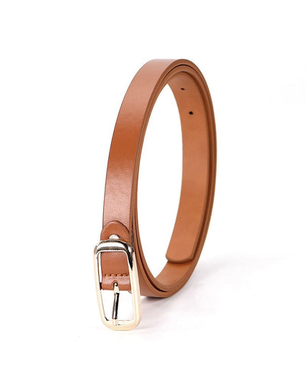 Brown Gold Buckle Thin Belt