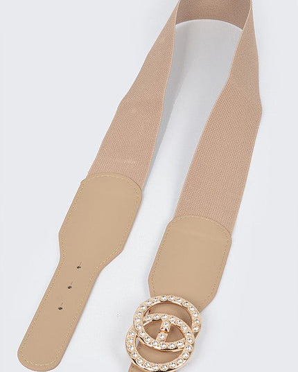 Rhinestone White Elastic Belt
