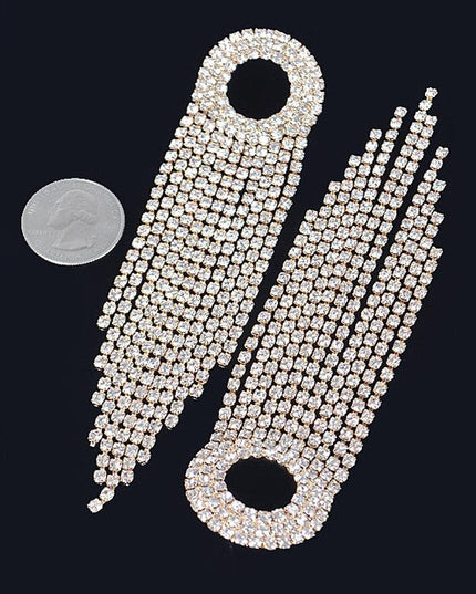 Gold Rhinestone Fringe Earrings