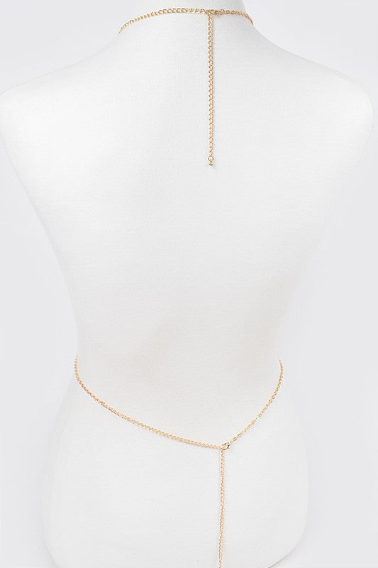 Gold Rhinestone Bra Chain