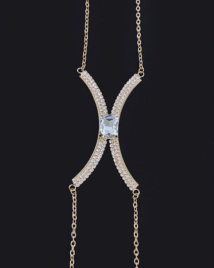 Gold Rhinestone Bra Chain