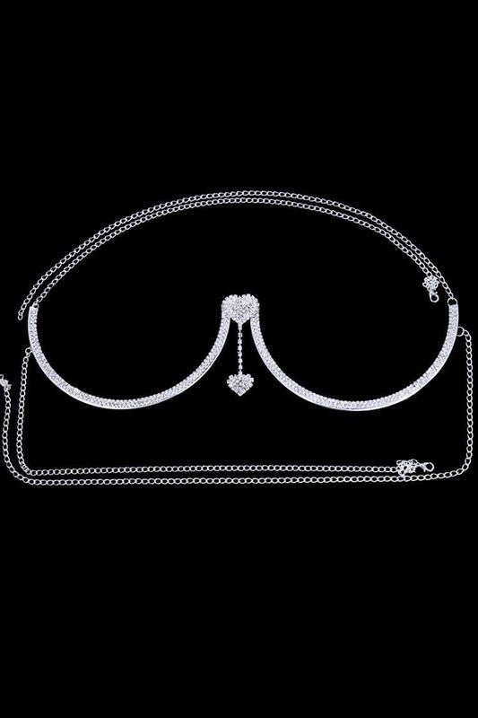 Gold Dangle Heart Bra Chain