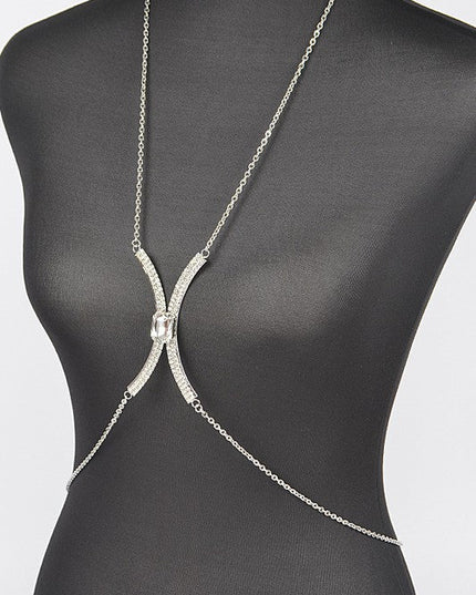 Silver Rhinestone Bra Chain