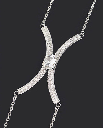 Silver Rhinestone Bra Chain
