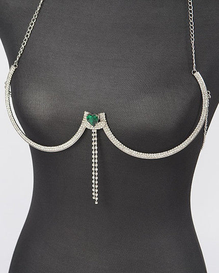Silver Rhinestone Bra Chain