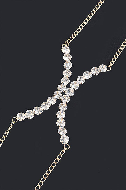 Silver Crystal Glam Rhinestone Bra Chain