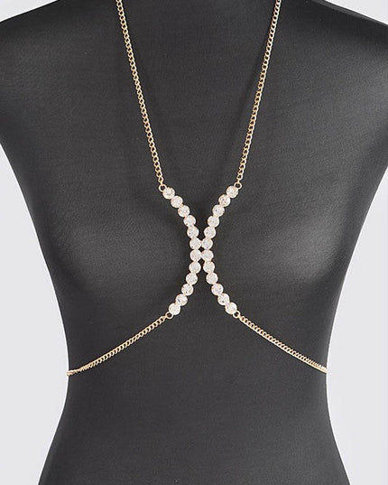 Gold Crystal Glam Rhinestone Bra Chain