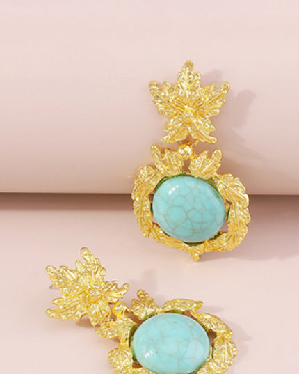 Gold Turquoise Drop Dangle Earrings