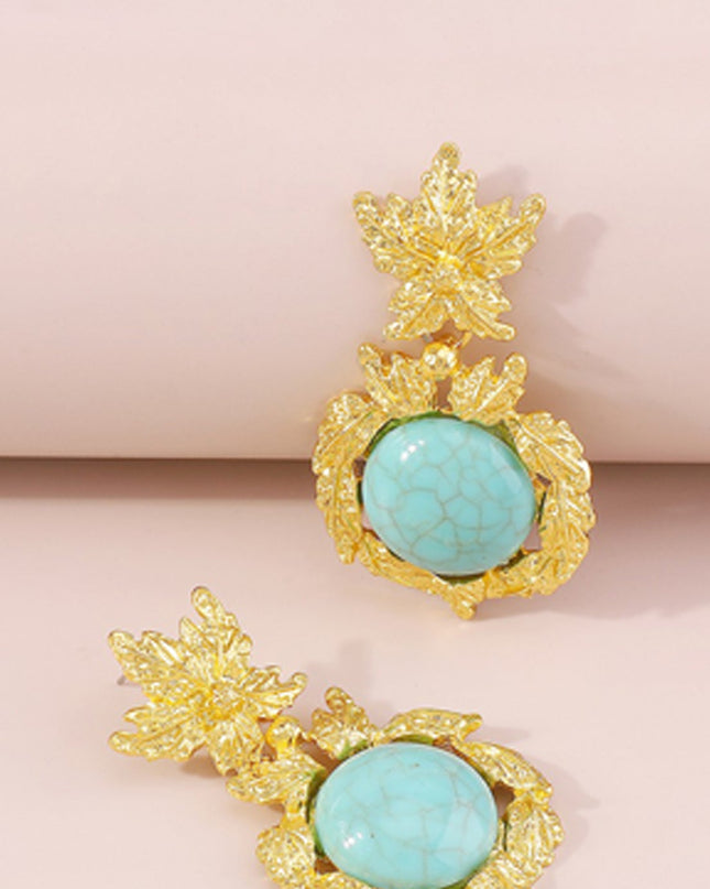 Gold Turquoise Drop Dangle Earrings