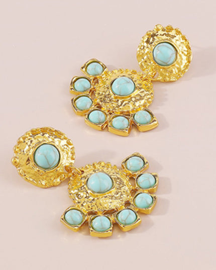 Gold Turquoise Drop Dangle Earrings