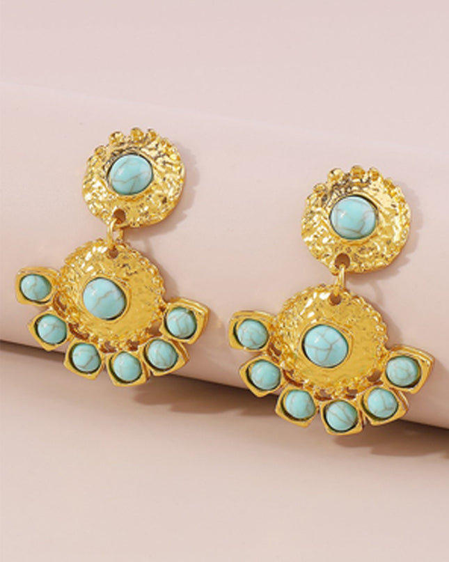 Gold Turquoise Drop Dangle Earrings