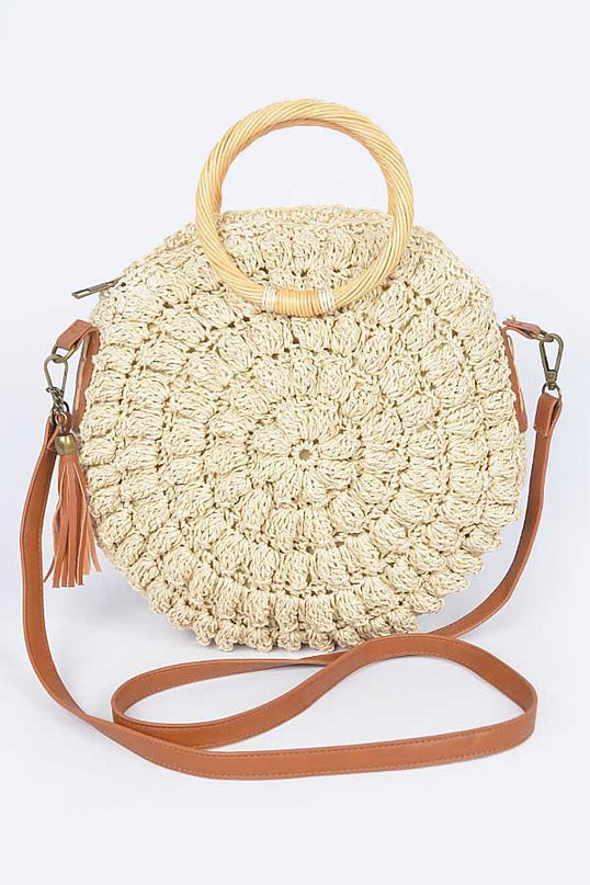 Ivory Straw Round Handbag