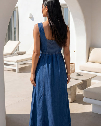 Blue Denim Midi Dress