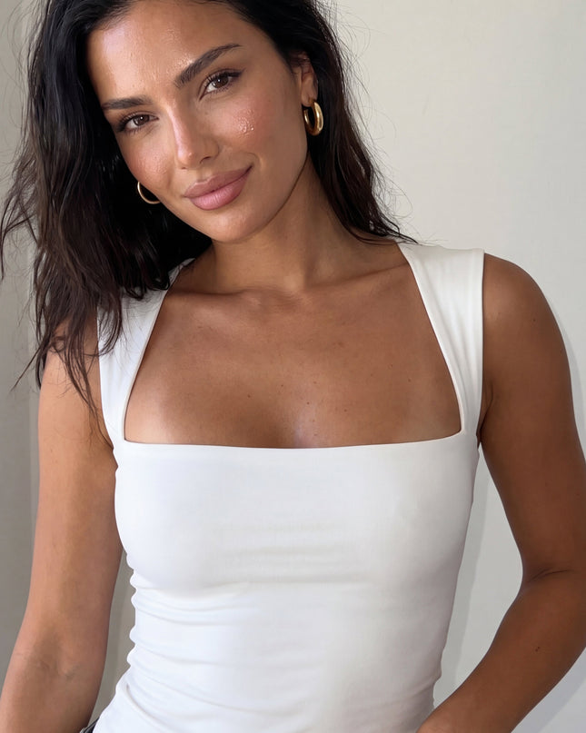 Off White Square Neck Butter Soft Top
