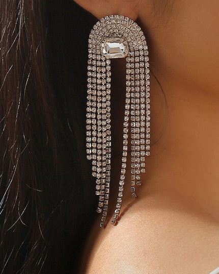 Silver Rhinestone Cascade Earrings