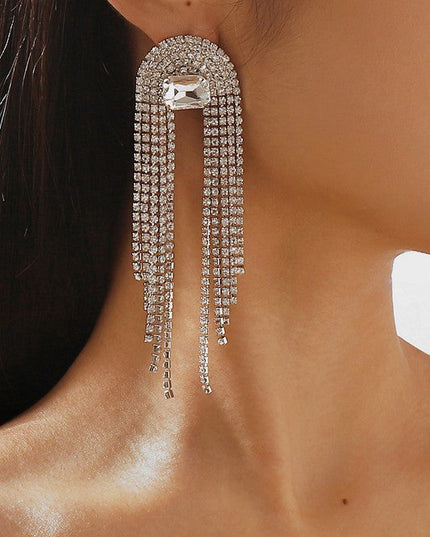 Silver Rhinestone Cascade Earrings