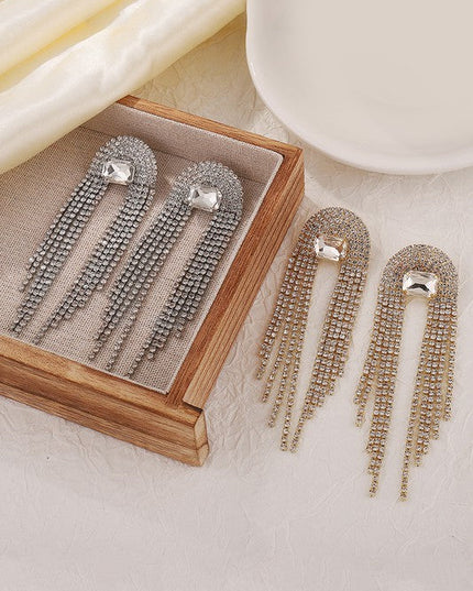 Silver Rhinestone Cascade Earrings