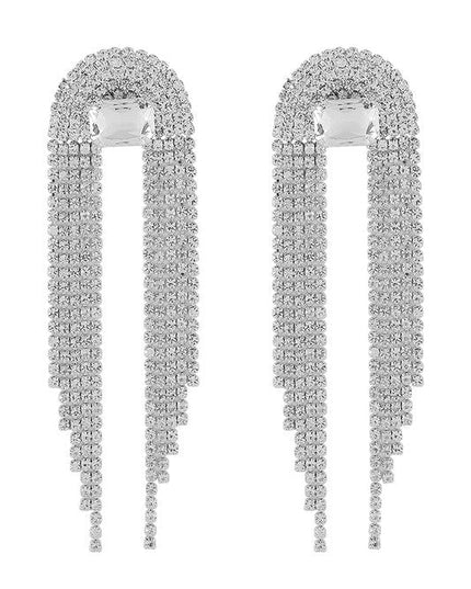 Silver Rhinestone Cascade Earrings