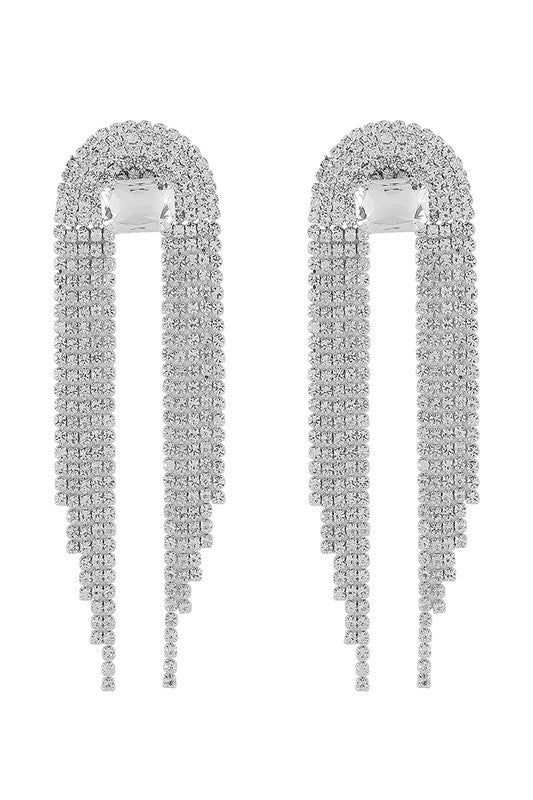 Silver Rhinestone Cascade Earrings