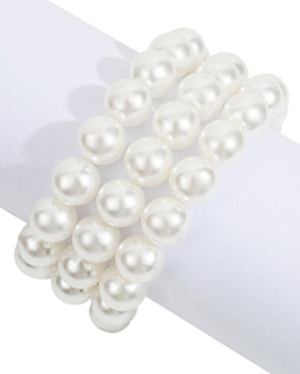 White Statement Layered Pearl Bracelet