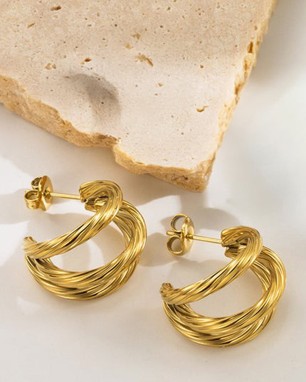 Gold Triple Hoop Earrings