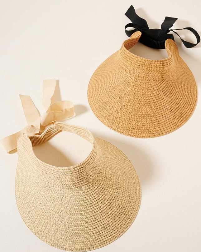 Beige Ribbon Visor Hat