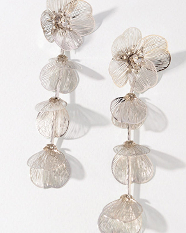 Silver Metal Flower Earrings