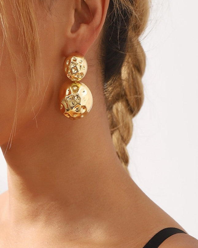 Gold Layered Hammered Round Earrings