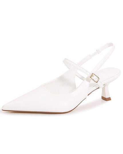 White Toe Low Kitten Heels