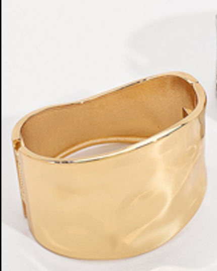 Gold Wide Metal Bangle Bracelet