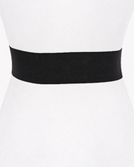 Black Flower Gold Metal Buckle Elastic Belt