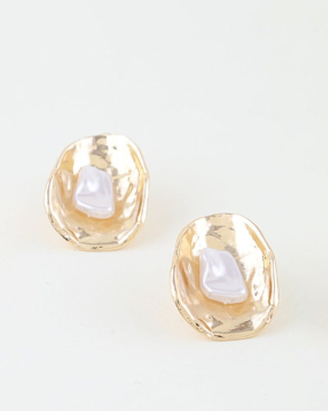 Gold Oyster Stud Earrings