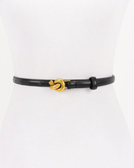 Black Buckle Faux Leather Belt