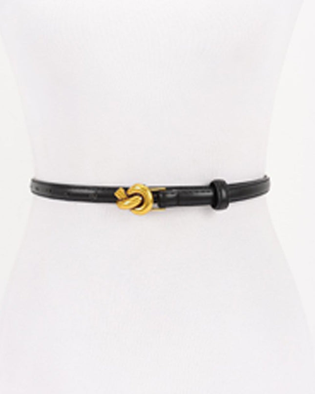 Black Buckle Faux Leather Belt