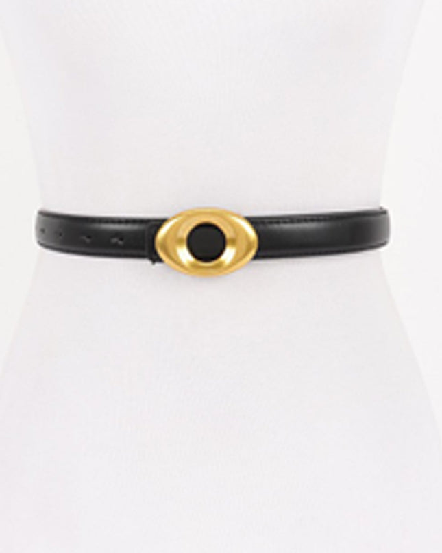 Black Buckle Faux Leather Belt