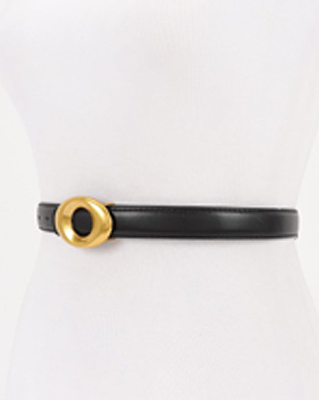 Black Buckle Faux Leather Belt
