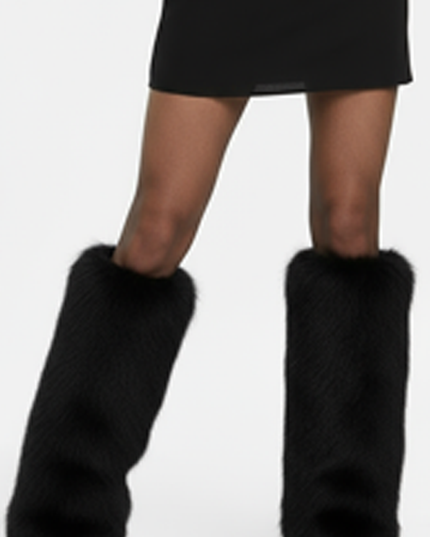 Black Faux Fur High Heel Boots