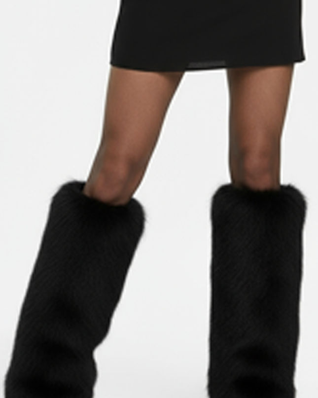 Black Faux Fur High Heel Boots