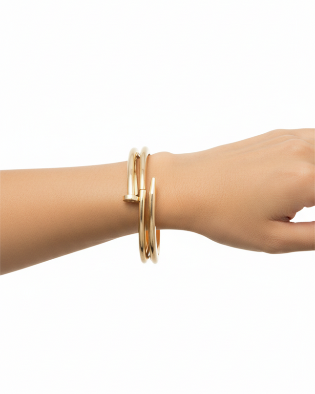 Gold Double Wrap Nail Bangle