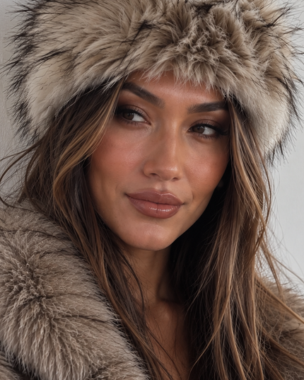 Beige Furry Headband Earmuff